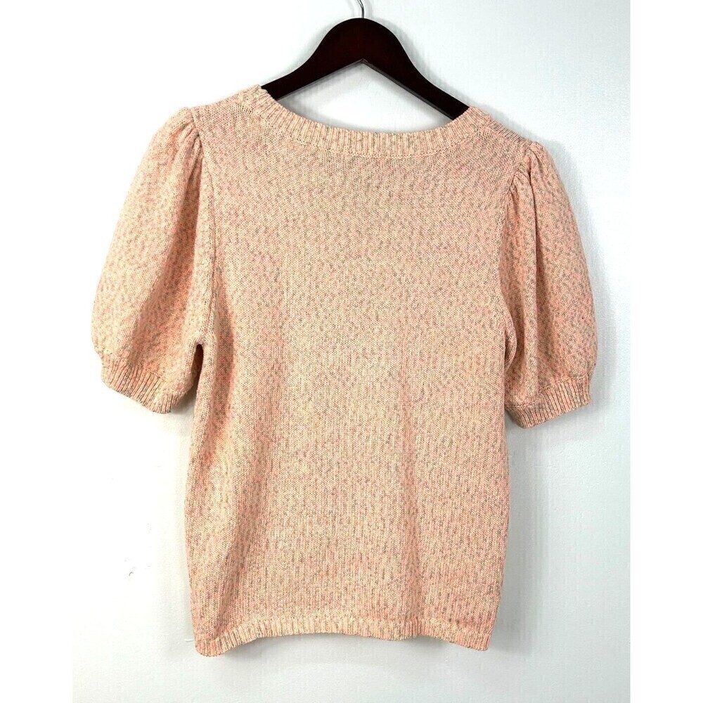 Fate Women Sz L Sweater Peach Puff Short Sleeve Crew Neck Cotton Blend Knit R3 - Picture 7 of 12